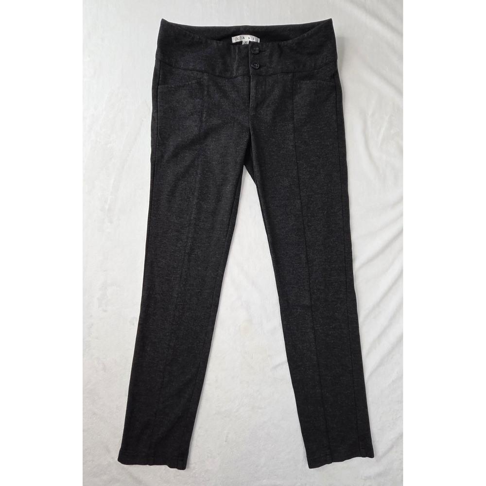 Cabi Trousers Women Size 2 Charcoal Gray Ponte Double Button Straight Excellent - Picture 1 of 10